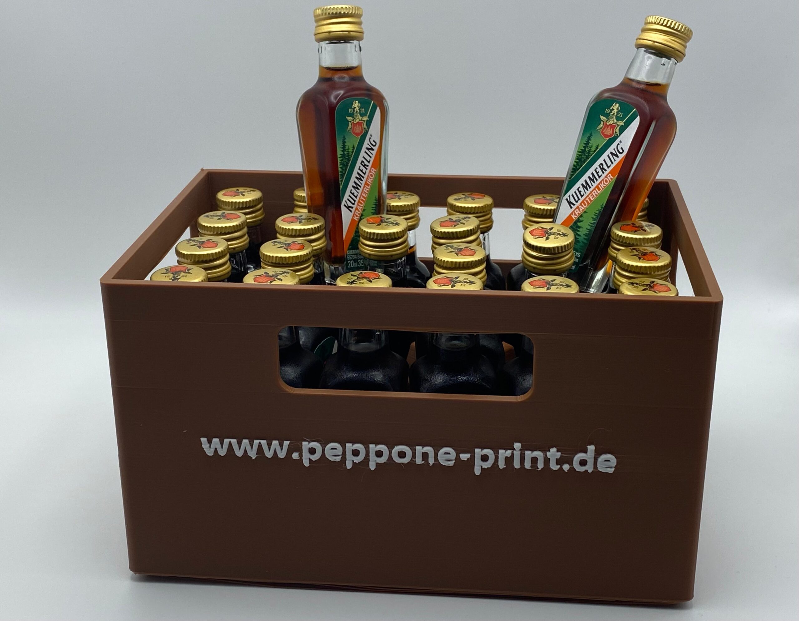 Stapelbare Getränkekiste für 24 kleine Kümmerling-Flaschen – personalisierbar
